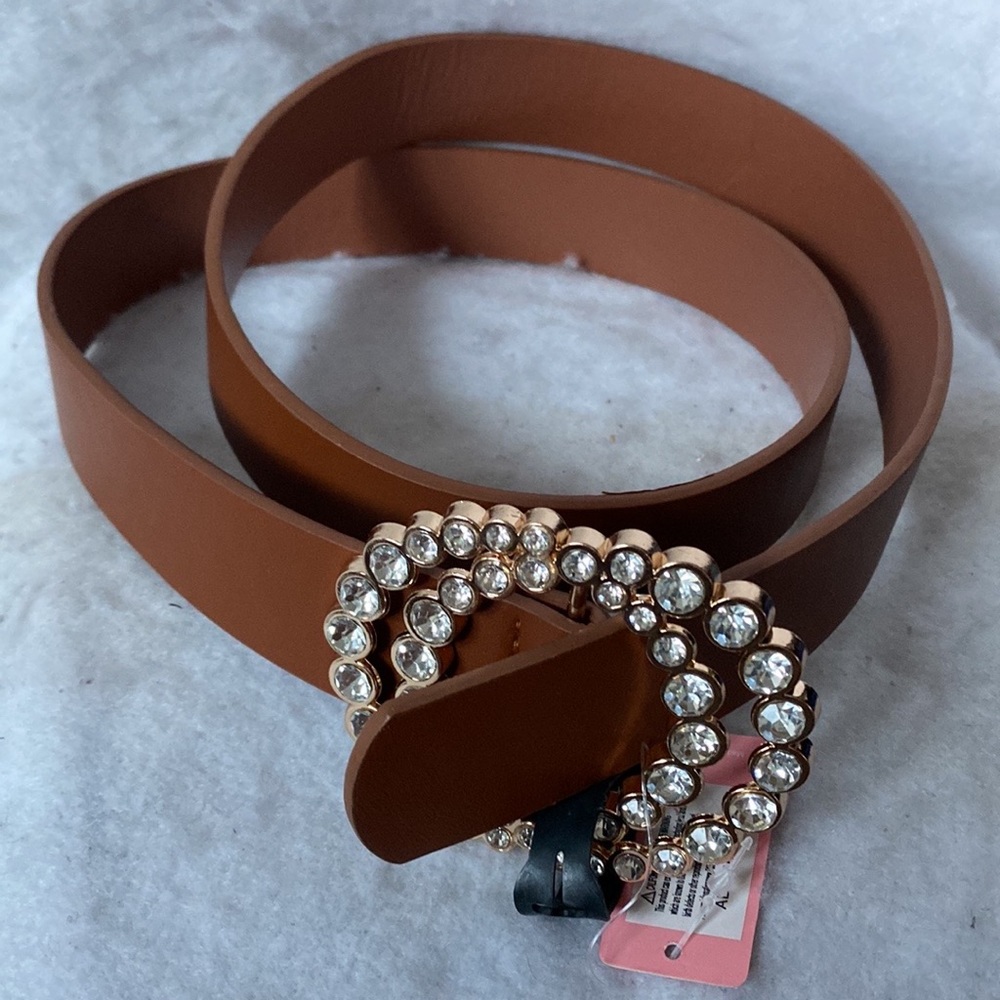 Stylish Double Circle Rhinestone Bling Belt